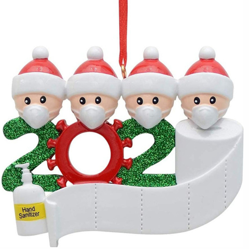 Lovely 2020 Gift Ornament Personalized Family 2 3 4 5 PVC Decorations Masked Snowman Christmas Tree Hanging Pendant VT1716 Free shipping