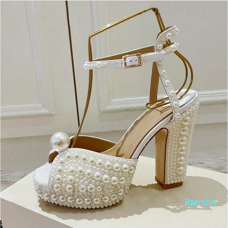 Women Pearls Platform Sandals Peep toe Diamond Wedding Party Shoes Lady Pumps, White
Women Pearls Platform Sandals Peep toe Diamond Wedding Party Shoes Lady Pumps, White