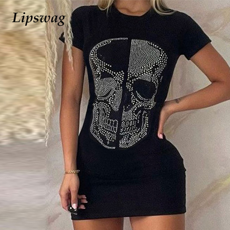 fashion diamond skull print t shirt dress casual o neck bodycon mini dress summer elegant short sleeve slim party dress vestidoshigh quality, Black;gray
fashion diamond skull print t shirt dress casual o neck bodycon mini dress summer elegant short sleeve slim party dress vestidoshigh quality, Black;gray