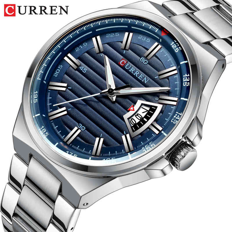 Mens Watches CURREN Luxury Brand Sports Quartz Watch Men Stainless Steel Business Wristwatch Auto Date Analog Clock Male 210517, Silver blue
Mens Watches CURREN Luxury Brand Sports Quartz Watch Men Stainless Steel Business Wristwatch Auto Date Analog Clock Male 210517, Silver blue