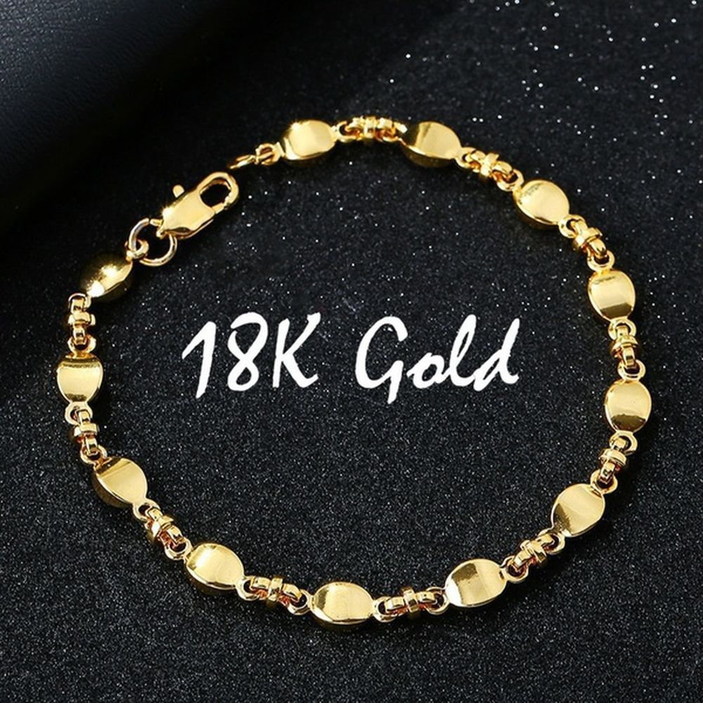 18K Gold 5MM Hot Men and Women Fashion Gold Bracelet Simple Gold Couple Bracelets, Golden;silver
18K Gold 5MM Hot Men and Women Fashion Gold Bracelet Simple Gold Couple Bracelets, Golden;silver