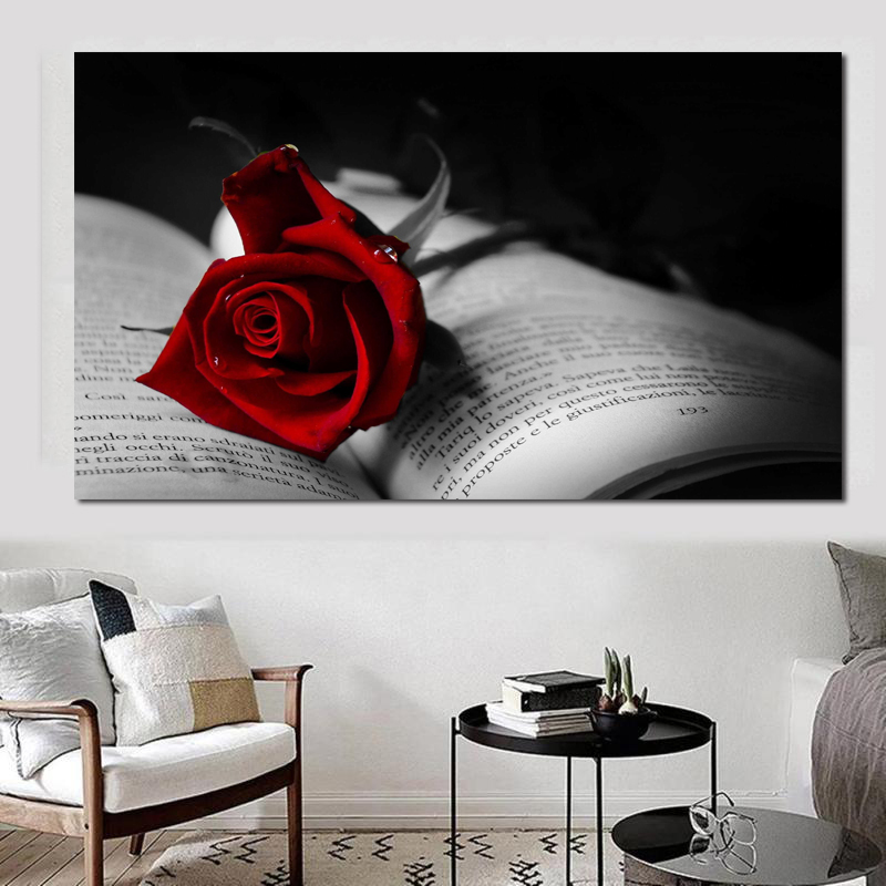 Wall Art Pictures Red Rose Canvas Paintings Modern Posters And Prints For Living Room Decoration No Frame