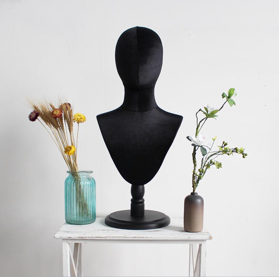 Black velvet bag cloth head model props Commercial Furniture shirt models hat Necklace scarves glasses display frame window row dummy
