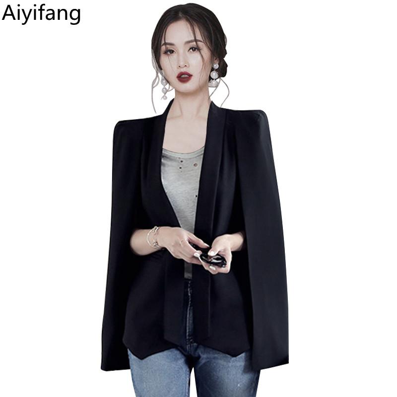 Women' Suits & Blazers 2021 Spring Runway Women Vintage Cape Shawl Blazer Coats Office Lady Turn-Down Collar Open Stitch Cloak Black White
Women' Suits & Blazers 2021 Spring Runway Women Vintage Cape Shawl Blazer Coats Office Lady Turn-Down Collar Open Stitch Cloak Black White
