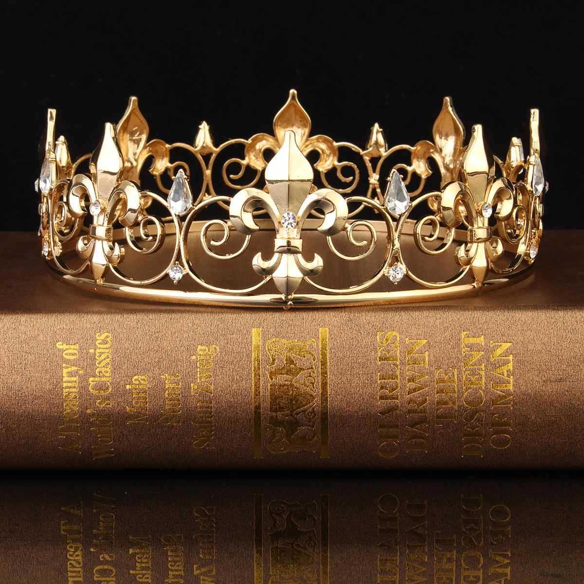 Wholesale Circle Gold Prom Accessories King Men's Crown Round Imperial Tiara 210707