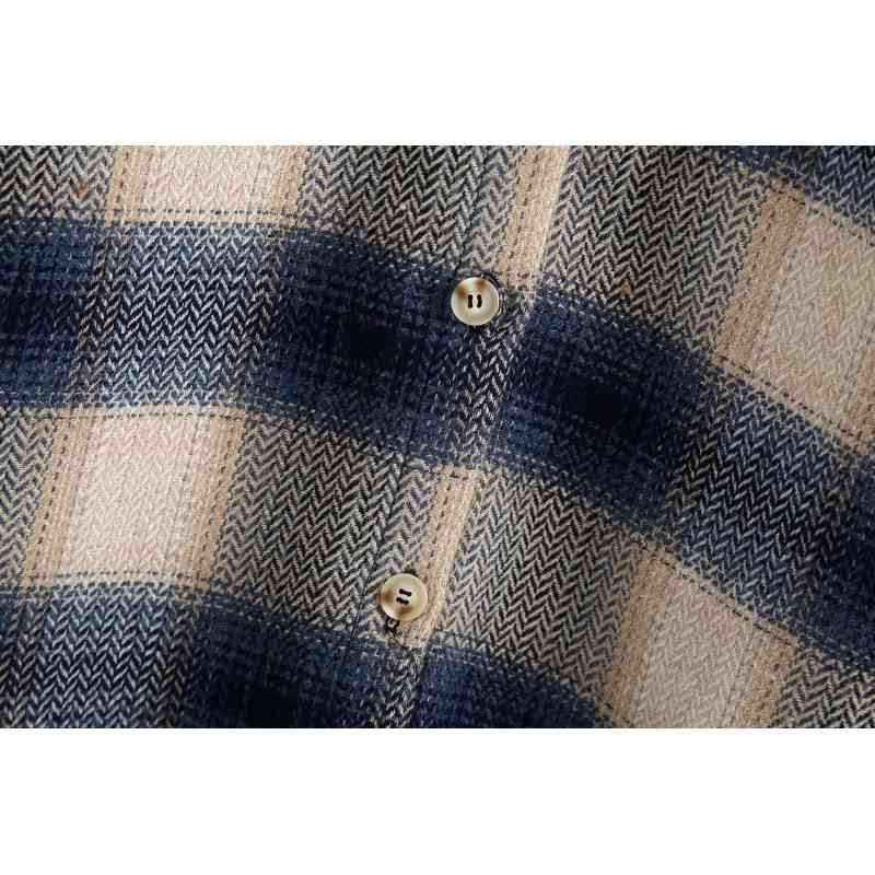 fashion plaid women long shirts autumn casual pockets ladies blouses loose button-fly wool coats girls chic shirt 210430