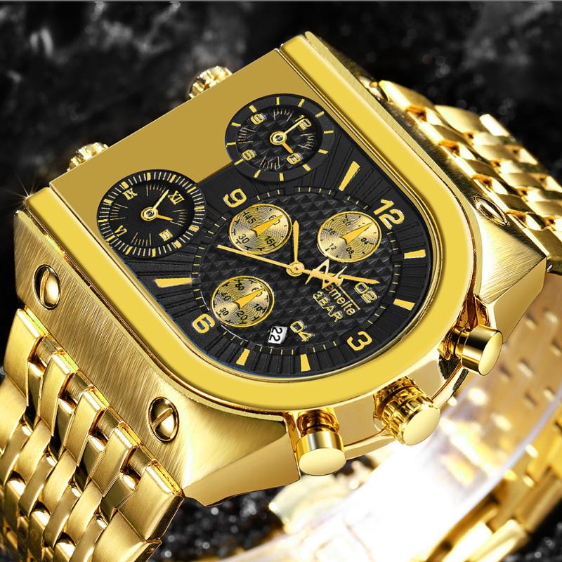 Wristwatches Quartz Mens Watches Top Golden Clock 3 Time Zone Date Stainless Steel Strap Military Oversize Wristwatch, All silver
Wristwatches Quartz Mens Watches Top Golden Clock 3 Time Zone Date Stainless Steel Strap Military Oversize Wristwatch, All silver