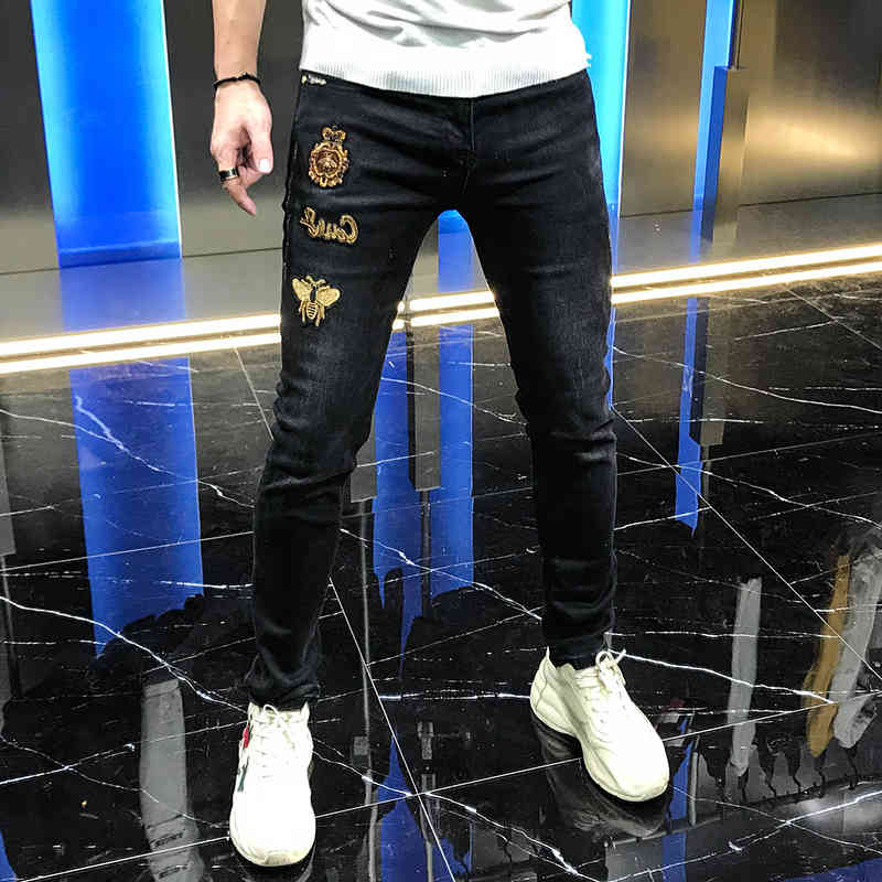 jean Jeans male frizzy bee embroidered label simple versatile personality fashion, Black
jean Jeans male frizzy bee embroidered label simple versatile personality fashion, Black