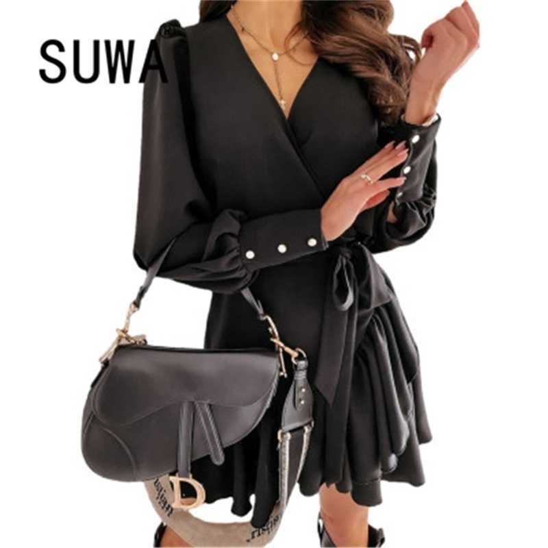 Wholesale Woman Dress Solid Color Elegant Work Wear Long Sleeve Deep V Shirt Vintage Casual A-Line Office Vestidos 210525, Black 2
Wholesale Woman Dress Solid Color Elegant Work Wear Long Sleeve Deep V Shirt Vintage Casual A-Line Office Vestidos 210525, Black 2
