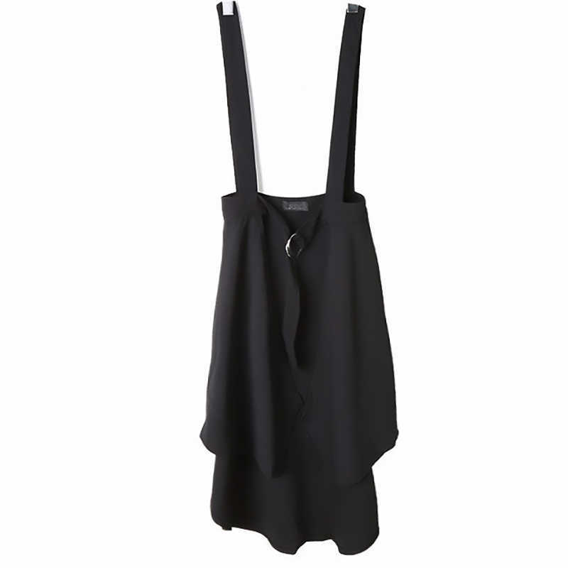 [EAM] Spring Autumn High Waist Black Bandage Irregular Suspender Half-body Skirt Women Fashion All-match JY932 210621