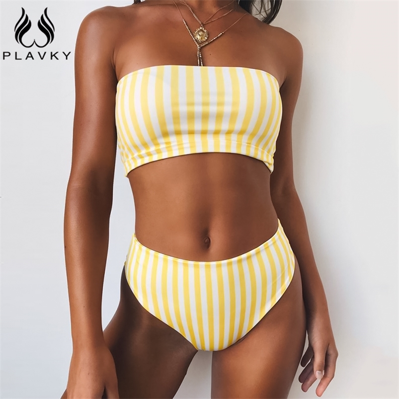 PLAVKY Retro Sexy Yellow Striped Strapless Bandeau Biquini Cut High Waist Swim Bathing Suit Swimsuit Swimwear Women Bikini 210629, Black polka dot
PLAVKY Retro Sexy Yellow Striped Strapless Bandeau Biquini Cut High Waist Swim Bathing Suit Swimsuit Swimwear Women Bikini 210629, Black polka dot