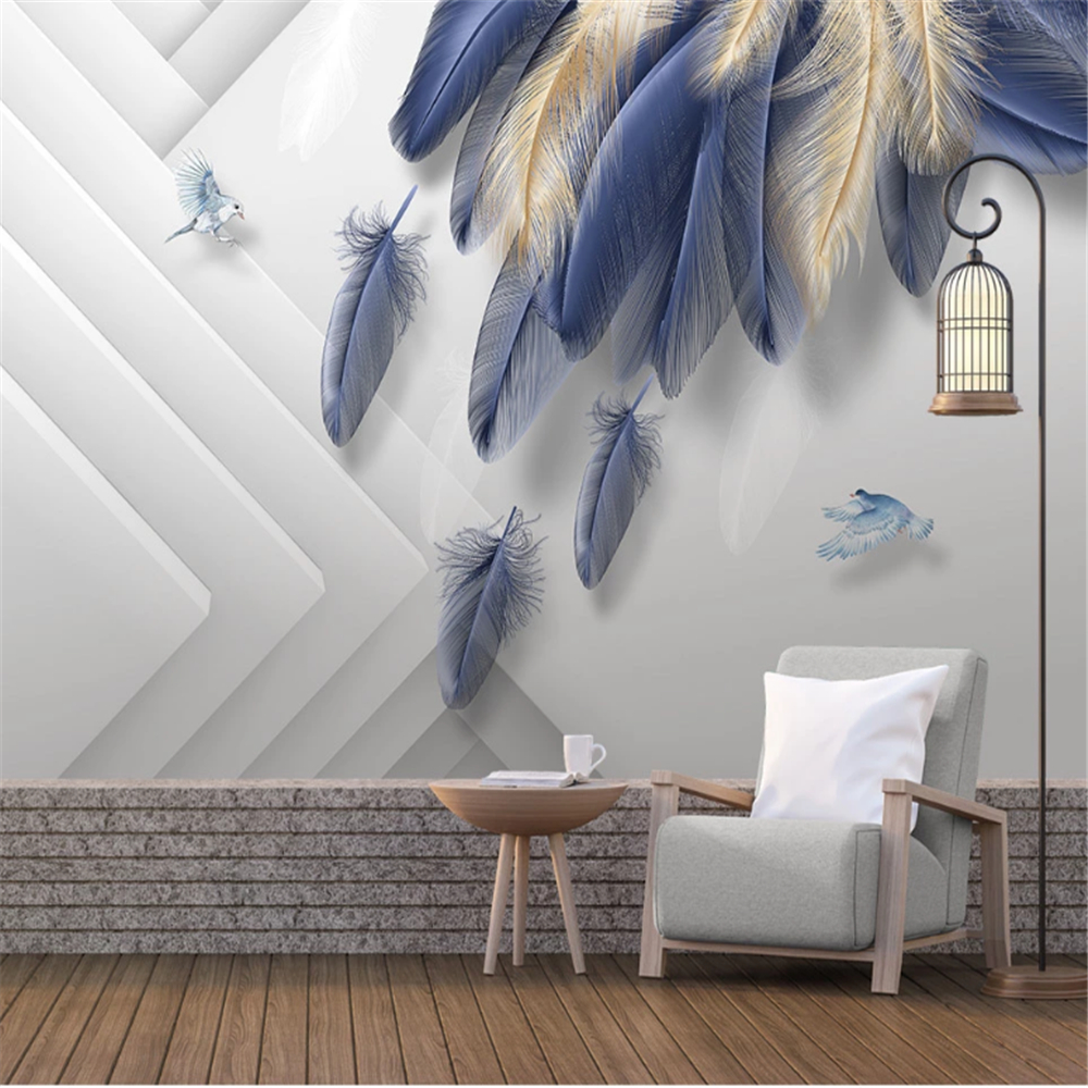 Customized wallpaper 3d hand painted black and white leaf background living room background wallpaper