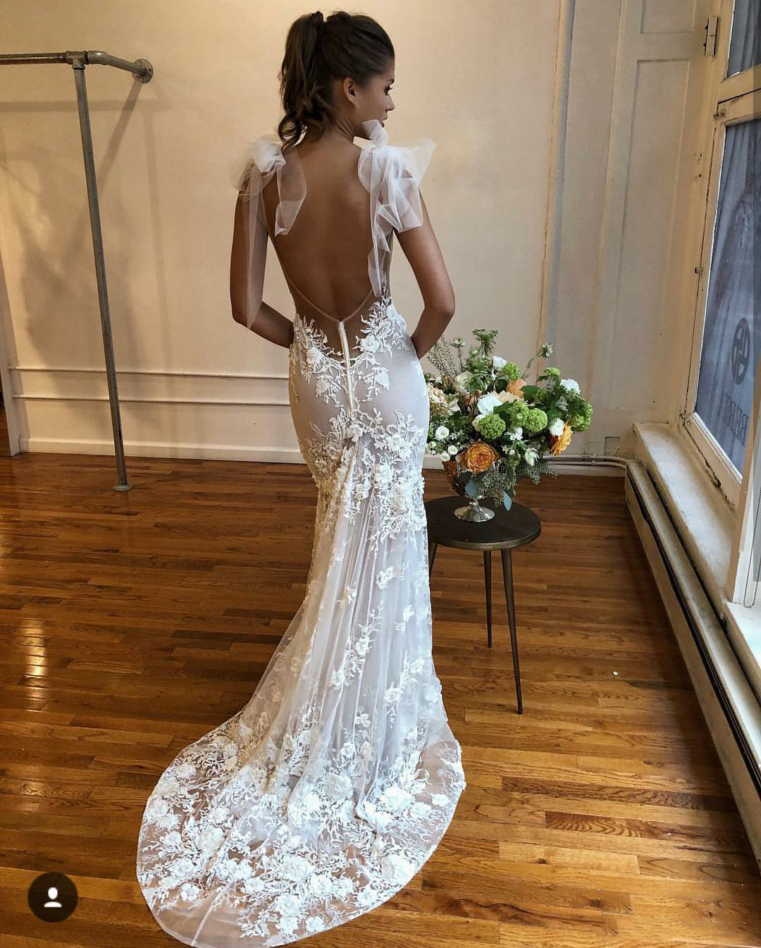 Berta Mermaid Wedding Dresses 2021 Spaghetti Straps Illusion 3D Floral Appliques Beaded Bridal Gowns Backless Beach Wedding Dress