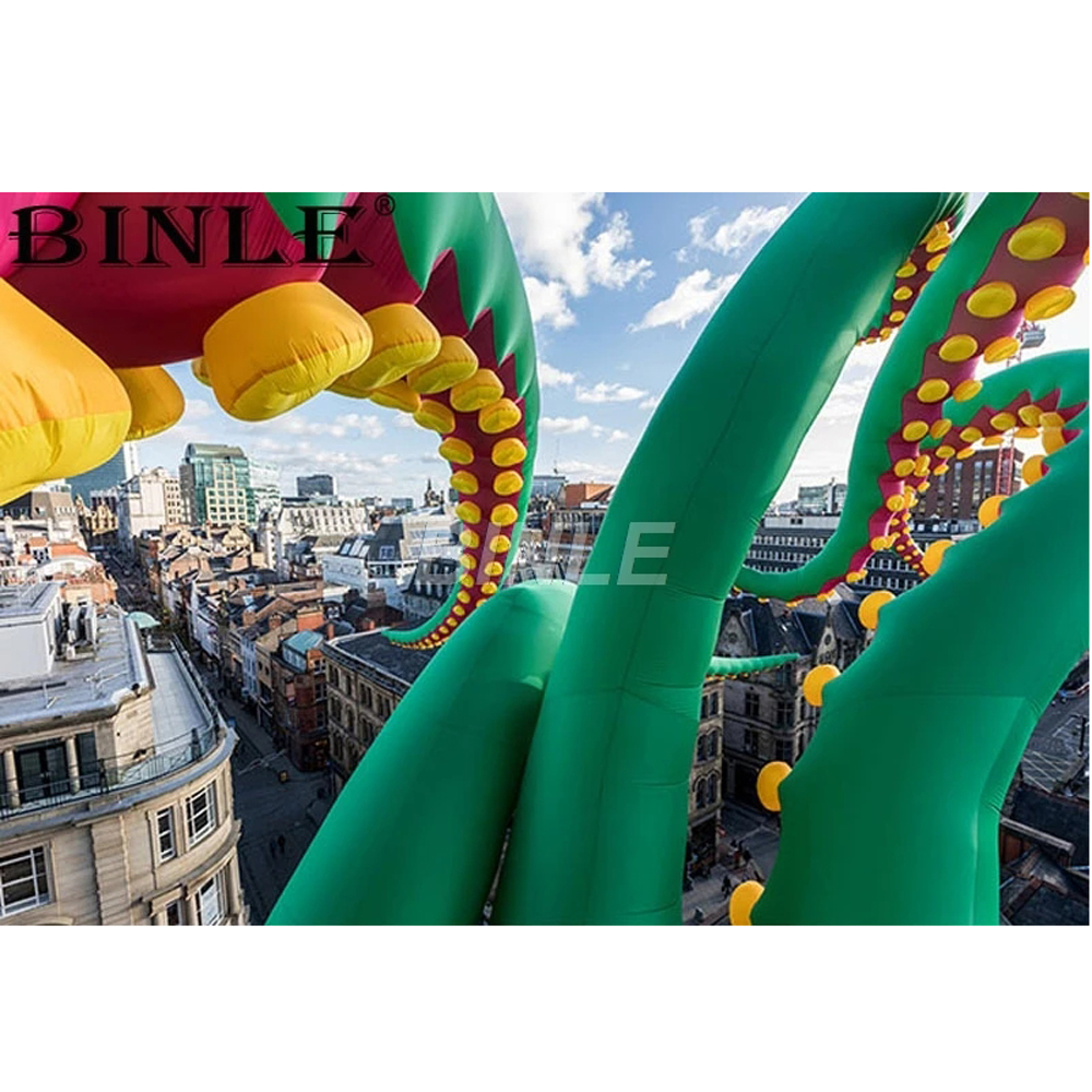 3mH Customized Urban-Art outdoor green giant inflatable octopus tentacle inkfish feet for halloween decoration&party decorations toys sports