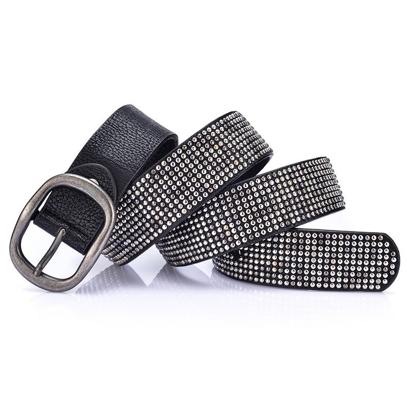 Belts Rivet Belt Fashion Women's Studded High Quality Female PU Leather Rock Women Strap Hip Hop For Jeans, Black
Belts Rivet Belt Fashion Women's Studded High Quality Female PU Leather Rock Women Strap Hip Hop For Jeans, Black
