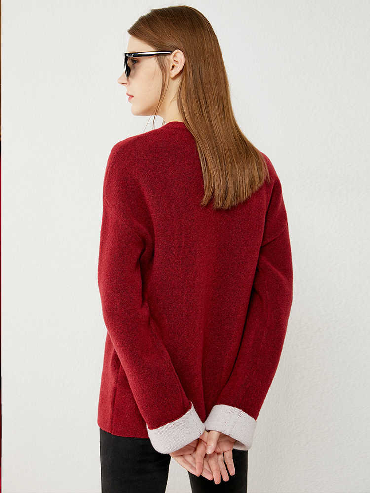 Minimalism Autumn Winter Fashion Sweaters For Women Causal Oneck Spliced Loose Women's Sweater Female Pullover 12040570 210527