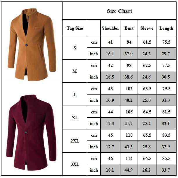 Mens Long Sleeve Tops Coat Outwear Casual Winter Warm Button-Front Stand-Collar Solid Color Single Breasted Fashion Clothes 211119