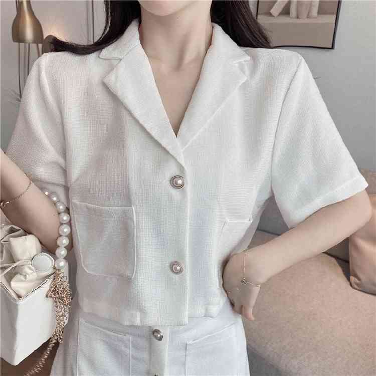 Summer Two piece Sets Vintage Women Sweet Pink Tweed Short Sleeve Crop Top + Mini A-Line Skirt Outfits Female 210518