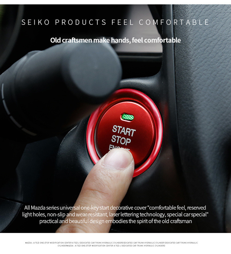 New Car Start Stop Engine Ignition Push Button Ring Aluminum Alloy Styling Accessories Cover for Mazda Enclave Cx345 Atez