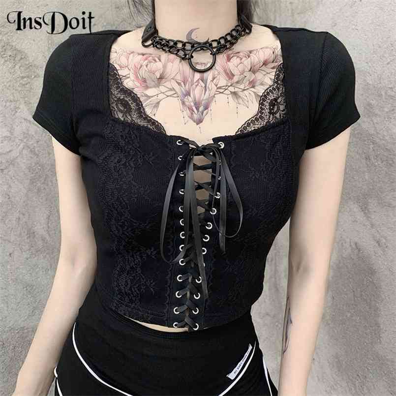 InsDoit Vintage Gothic Lace Up Black T Shirt Harajuku Patchwork Bandage Women Sexy Streetwear Short Sleeve ops 210708
InsDoit Vintage Gothic Lace Up Black T Shirt Harajuku Patchwork Bandage Women Sexy Streetwear Short Sleeve ops 210708