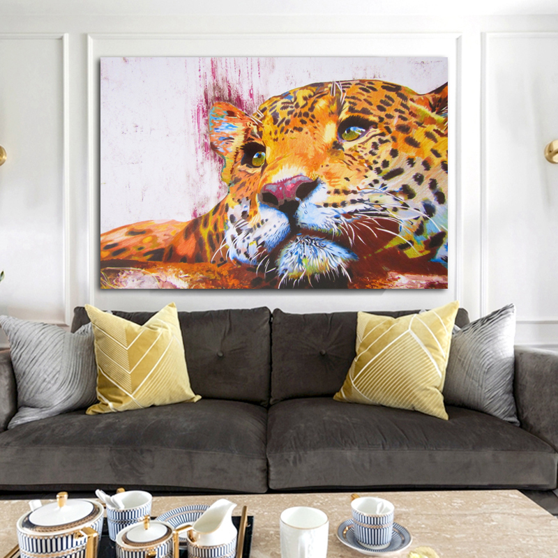 Leopard Pictures Canvas Painting Colorful Abstract Animal Posters And Prints Wall Art For Living Room Home Decoration