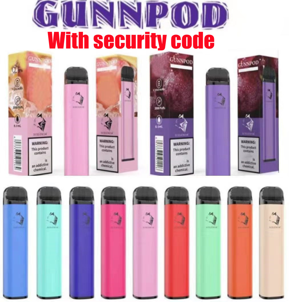 Gunnpod 2000 Puffs 26 colors Disposable Vape Pen E Cigarette Deivce With 1250mAh Battery 8ml Pod Vaporizer Vapes Starter Kit VS Elf Bar
Gunnpod 2000 Puffs 26 colors Disposable Vape Pen E Cigarette Deivce With 1250mAh Battery 8ml Pod Vaporizer Vapes Starter Kit VS Elf Bar