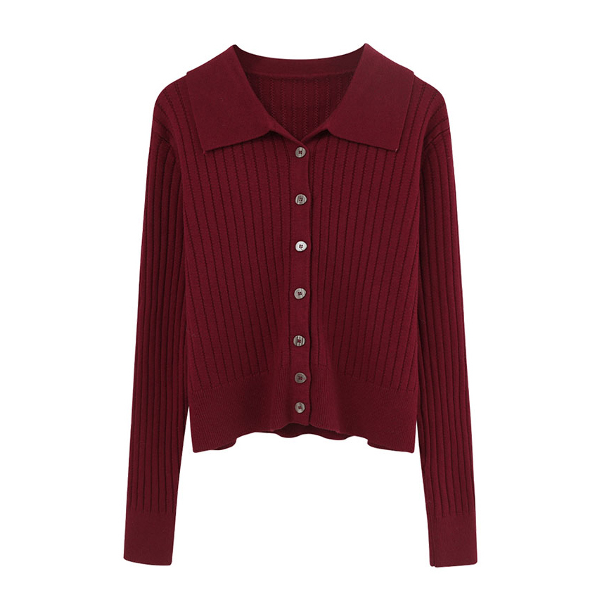 Women Knitted Cardigan Long-sleeved Lapel Sweater Women's Slim Coat C-164 210522