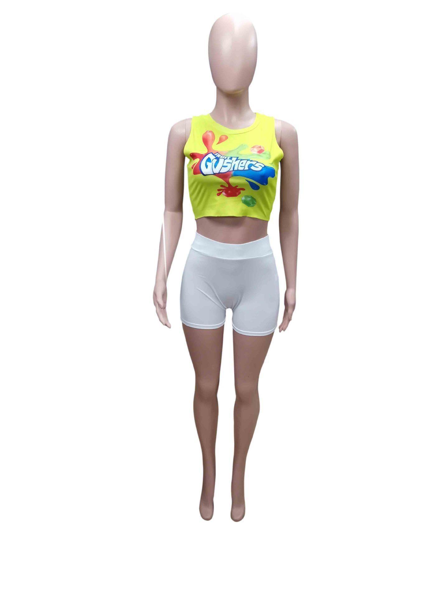 Designer tank top with cartoon printing positioning print lace camisole woman cotton tanks tops fashions bustier