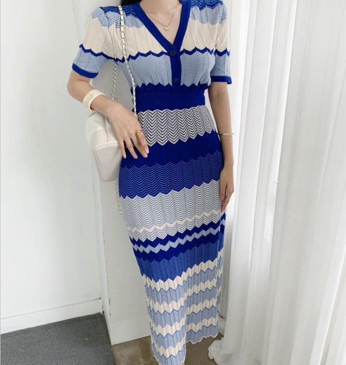 Korean Autumn 2 Piece Set Women Chic Temperament Short-Sleeved Knitted Sweater + High Waist Bodycon Pencil Midi Skirt Suit 210519