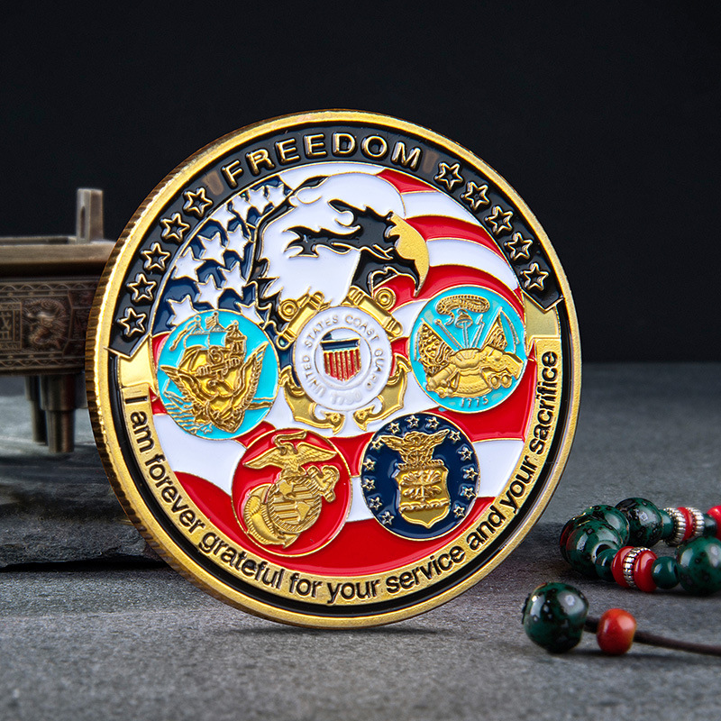 Color Metal Painted American Party Military Challenge Commemorative Coin Five Major Troops States Navy Army Embossed Crafts Coins ZXFTL0202
Color Metal Painted American Party Military Challenge Commemorative Coin Five Major Troops States Navy Army Embossed Crafts Coins ZXFTL0202