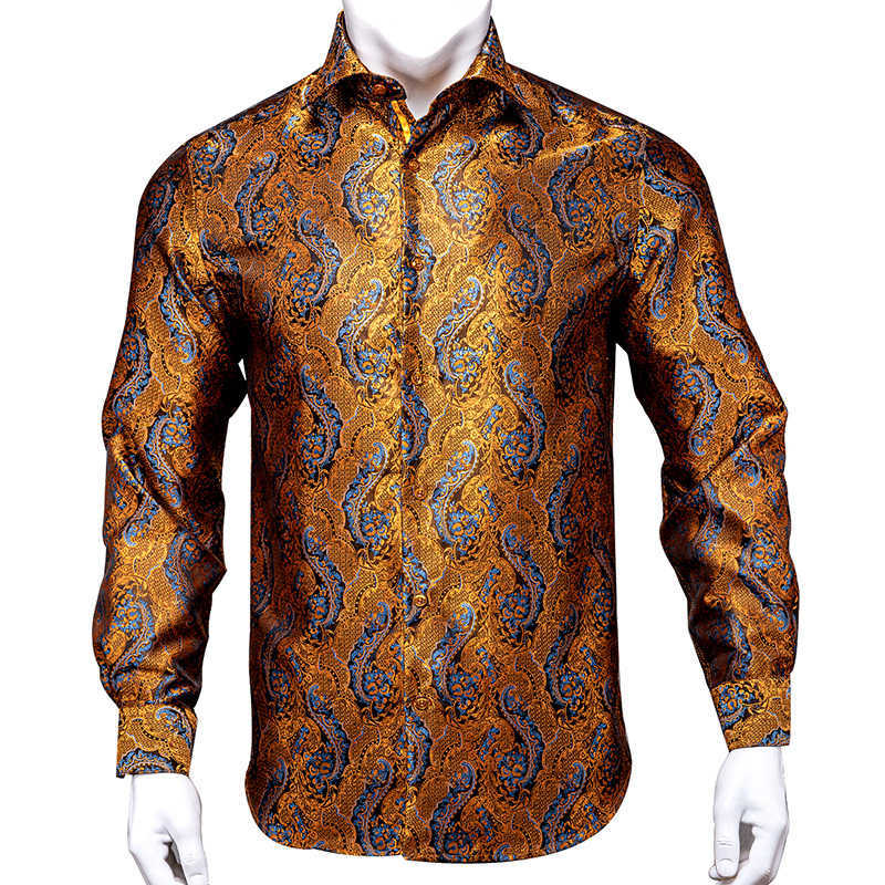 Hi-Tie 100% Silk Luxury Black Gold Embroidery Paisley Dress Shirt Men Long Sleeve Men' Casual Button-Down Shirts Outwear 210809, 1001
Hi-Tie 100% Silk Luxury Black Gold Embroidery Paisley Dress Shirt Men Long Sleeve Men' Casual Button-Down Shirts Outwear 210809, 1001