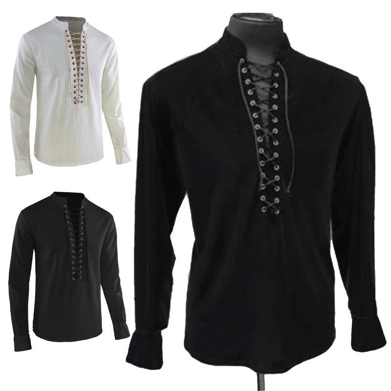 Gym Clothing Medieval Men Fashion Lace Shirt Costume Knight Noble T-shirt Drawstring Carnival Pirate Cosplay Tee Top Blouse -40, White;black
Gym Clothing Medieval Men Fashion Lace Shirt Costume Knight Noble T-shirt Drawstring Carnival Pirate Cosplay Tee Top Blouse -40, White;black