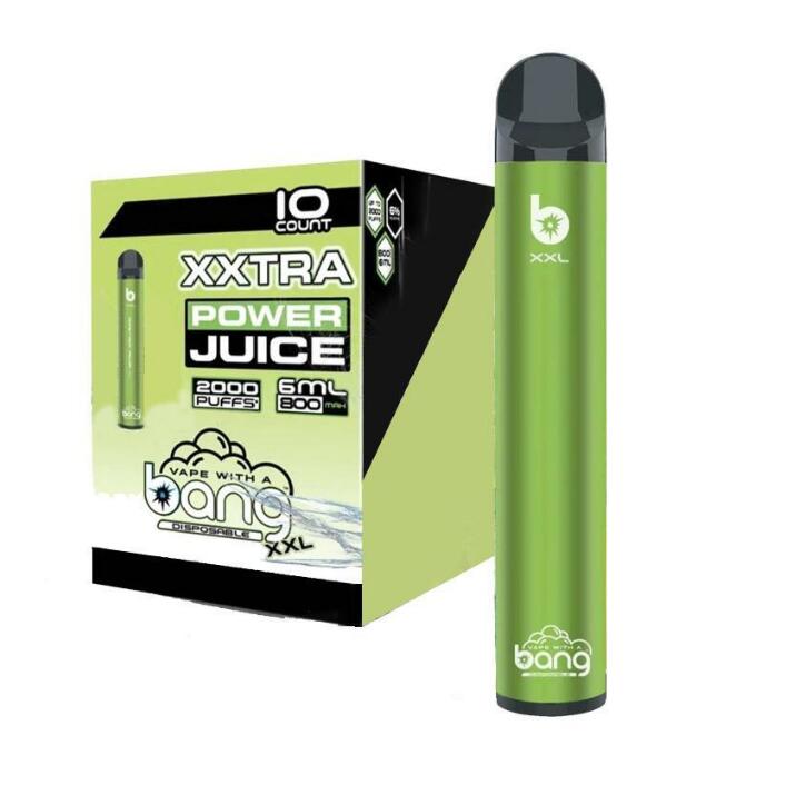 2000 Puffs 800mAh Bang XXL Disposable Vape Pen Electronic Cigarette GT E Vapor Pod XXtra Puff Vaporizer
2000 Puffs 800mAh Bang XXL Disposable Vape Pen Electronic Cigarette GT E Vapor Pod XXtra Puff Vaporizer