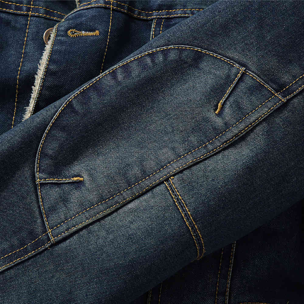 Fleece Denim Jacket Mens Winter Casual Warm Bomber Jackets Men Jean Jacket Coat Outwear Male Cowboy Cotton Solid Streetwear 210518