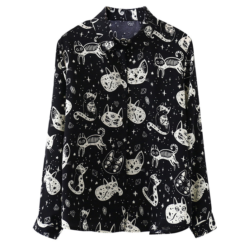 Cute Cat Print Shirts Women Harajuku Gothic Kitten Long Sleeve Loose Blouse Fashion Autumn Street Casual Femme Shirt Black White, Black shirt
Cute Cat Print Shirts Women Harajuku Gothic Kitten Long Sleeve Loose Blouse Fashion Autumn Street Casual Femme Shirt Black White, Black shirt