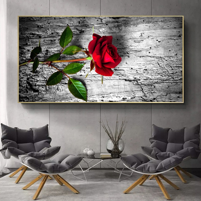 Red Rose Flower Posters And Prints Canvas Painting Home Decor HD Plant Pictures Wall Art For Living Room No Frame