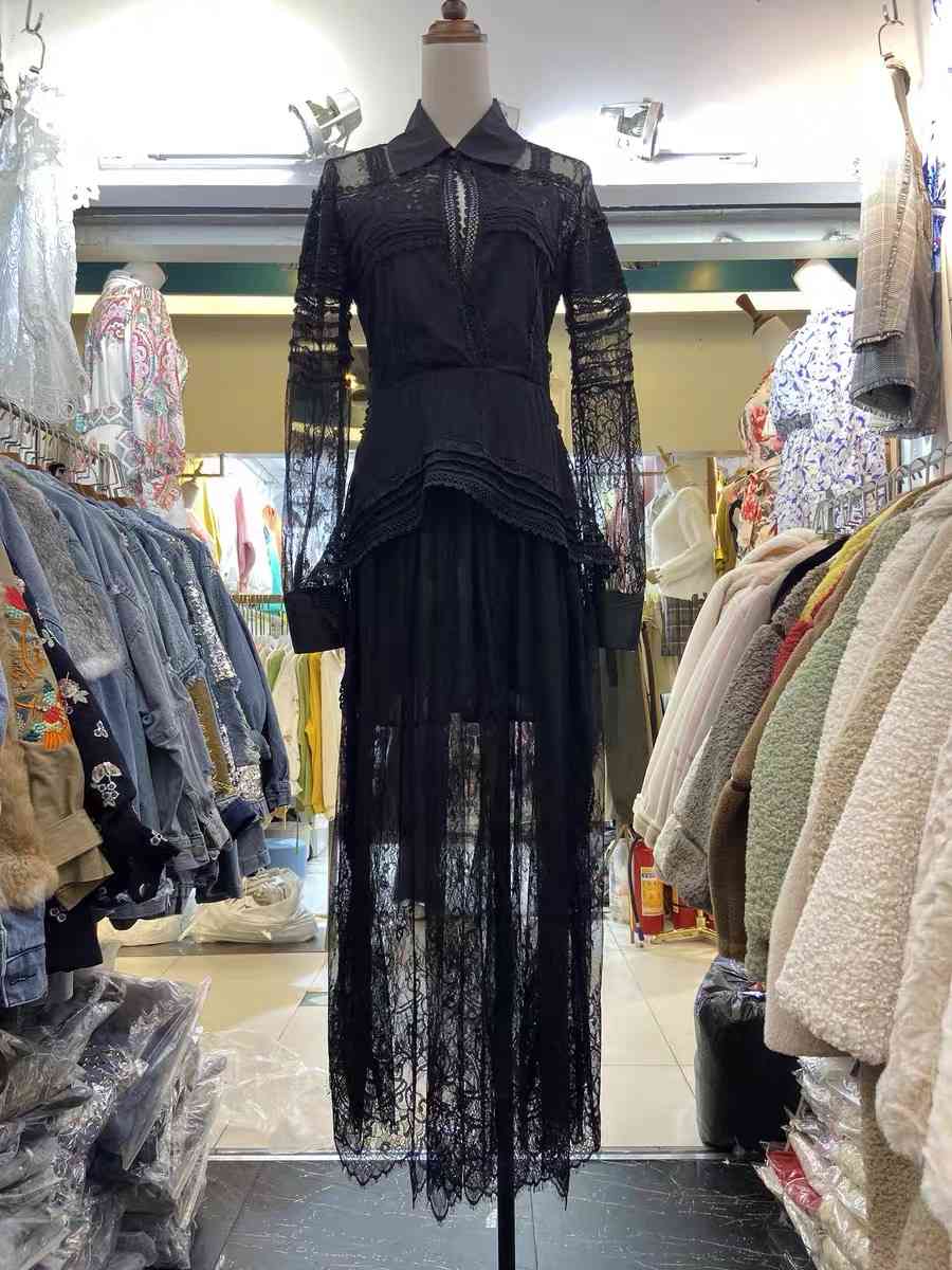 vintage black gothic styleelegant lace maxi dress party dinner hollow out long dresses women vestidos French Paris 210421