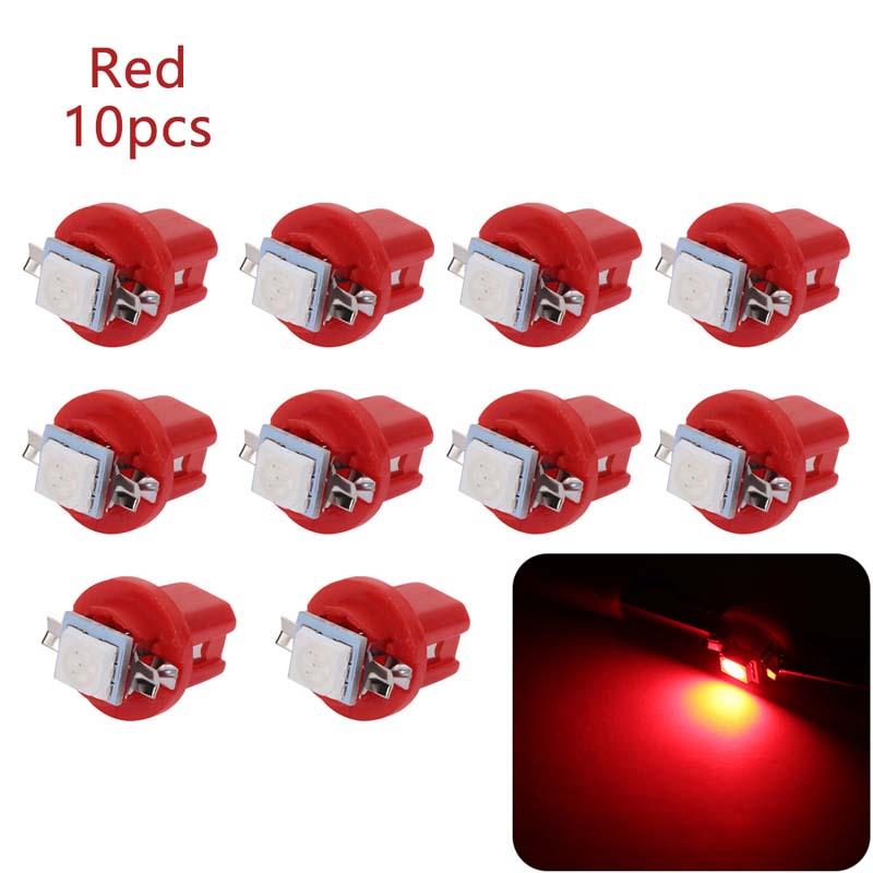 10Pcs/Set LED Light Car Gauge Speed Dash Bulb Dashboard Instrument Lights Wedge Interior Lamps B8.5D 509T B8.5 5050 1 SMD T5 LED-Lamp