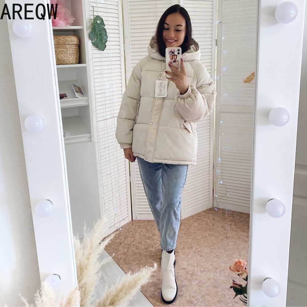 Womens Coats and Jackets Autumn Winter Hooded Coat Thick Cotton Parkas Oversized Puffer Jacket Female 210819