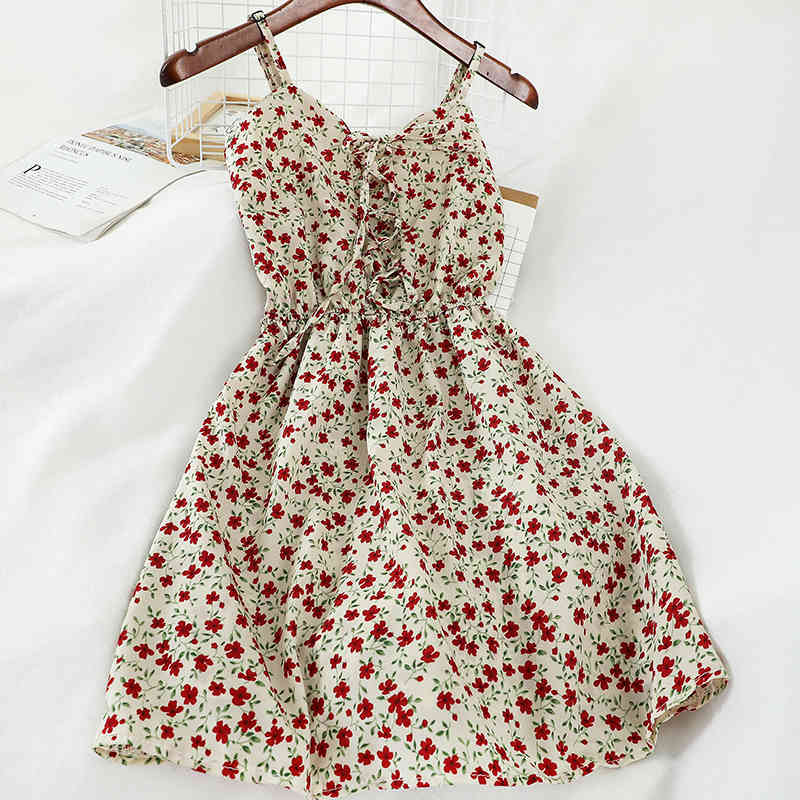 OCEANLOVE Bohe Spring Floral Women Dress Sweet Fashion Student Vestidos Summer Sexy Mini Dresses Beach Style V Neck 210331Z