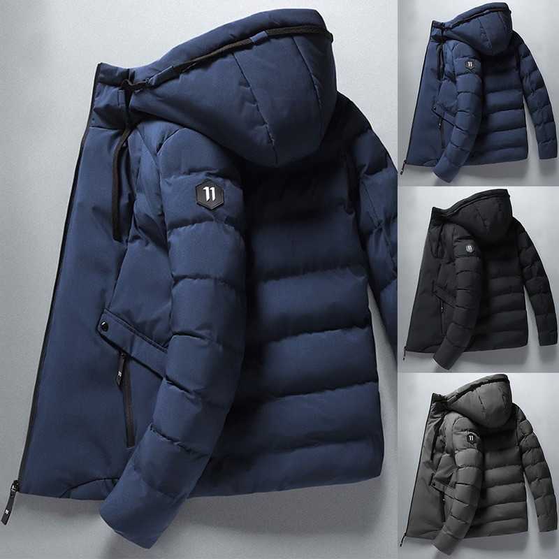 Men Winter Casual Thick Warm Waterproof Jacket Parkas Men Autumn Outwear Windproof Hat Hooded Parkas Jacket Men 211014