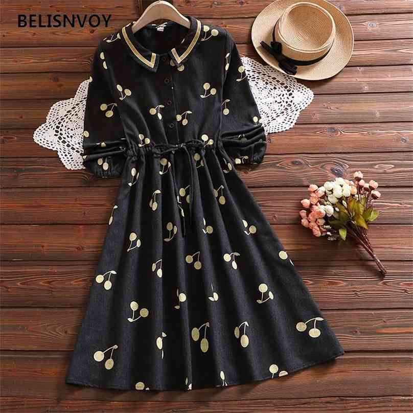 Japanese Mori Girl Autumn Women Kawaii Dress Peter Pan Collar Cherry Pattern Black Red Vintage Preppy Style Elegant e 210520
Japanese Mori Girl Autumn Women Kawaii Dress Peter Pan Collar Cherry Pattern Black Red Vintage Preppy Style Elegant e 210520
