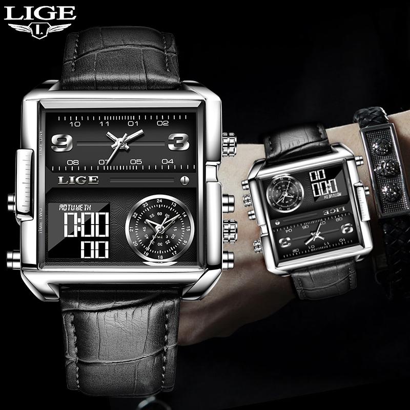 Wristwatches 2021 LIGE Brand Men Sports Watches 3 Time Zone Big Man Fashion Military LED Watch Leather Quartz Relogio Masculino, Brown silver
Wristwatches 2021 LIGE Brand Men Sports Watches 3 Time Zone Big Man Fashion Military LED Watch Leather Quartz Relogio Masculino, Brown silver