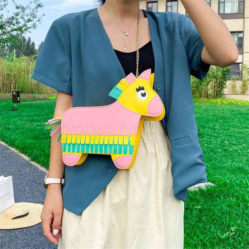 Cartoon personality cute pony children's messenger color Princess girl one shoulder shape bag, Pink
Cartoon personality cute pony children's messenger color Princess girl one shoulder shape bag, Pink