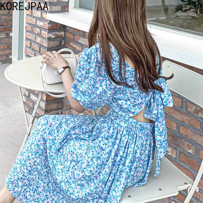 Korejpaa Women Dress Summer Ladies Sweet Temperament Round Neck Halter Lace-Up Bow Waist Design Small Floral Vestidos 210526, Green
Korejpaa Women Dress Summer Ladies Sweet Temperament Round Neck Halter Lace-Up Bow Waist Design Small Floral Vestidos 210526, Green