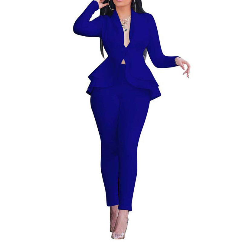 Autumn Blazer Set Women Ladies Blazer Ruffle Women Suits Elegant Women's Suit jacket coat Sets Winter Office Lady Pant Suits For