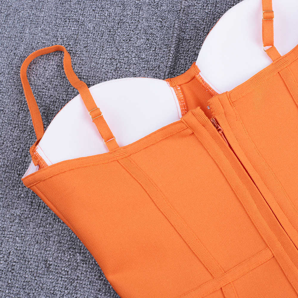 Bandage Dress evening summer women's long maxi bodycon dress ribbed orange red black sexy party dress club birthday outfits 210630