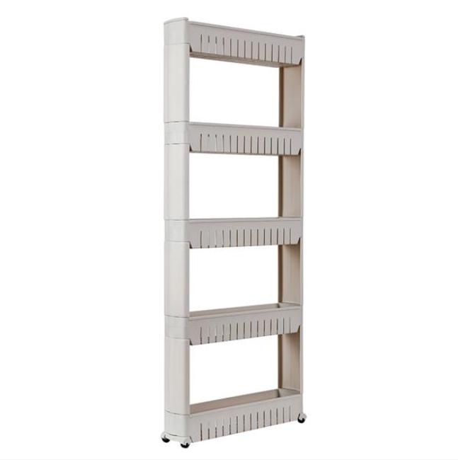 2022 Boxes & Bins 5 Tier Mobile Shelving Unit Organizer Slide Out Storage Tower Slim Rack with Wheels Pull Pantry Shelves Cart for Kitchen Bath Room N