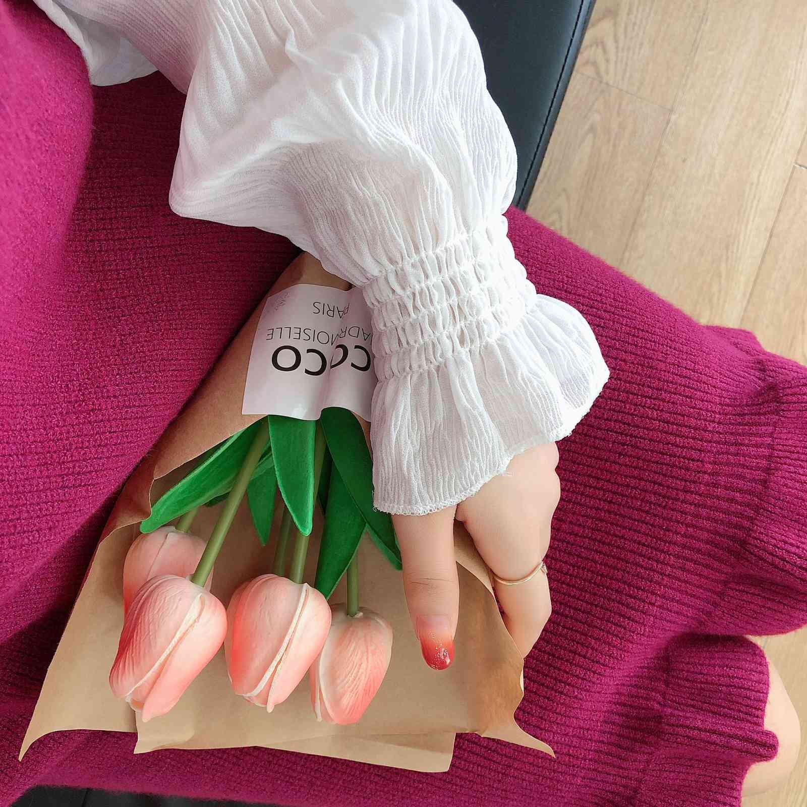 Knitted Two Pieces Set Women Autumn Winter Casual Suit Knit Vest Ruffle Dress White Mesh Blouse Korean Chic Ladies Sets 210519