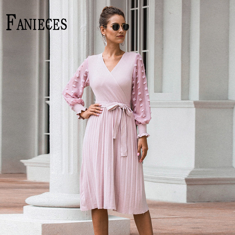 Autumn Winter Women's Bandage Dress With Belt Casual Lantern Sleeve Knitted A-line Pleated Sweater Feminias Vestidos 210520, Black
Autumn Winter Women's Bandage Dress With Belt Casual Lantern Sleeve Knitted A-line Pleated Sweater Feminias Vestidos 210520, Black